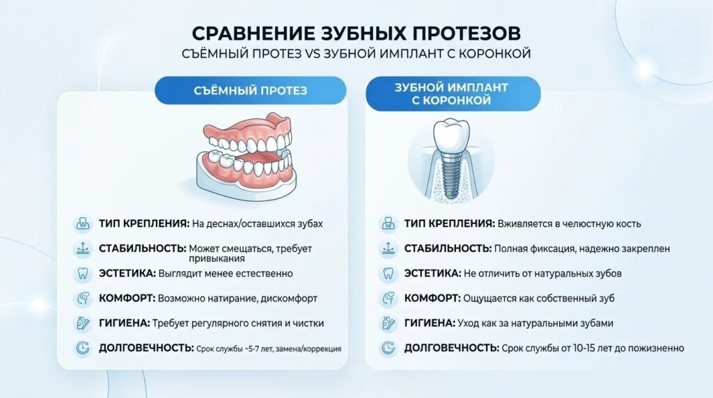 Сравнение зубных протезов